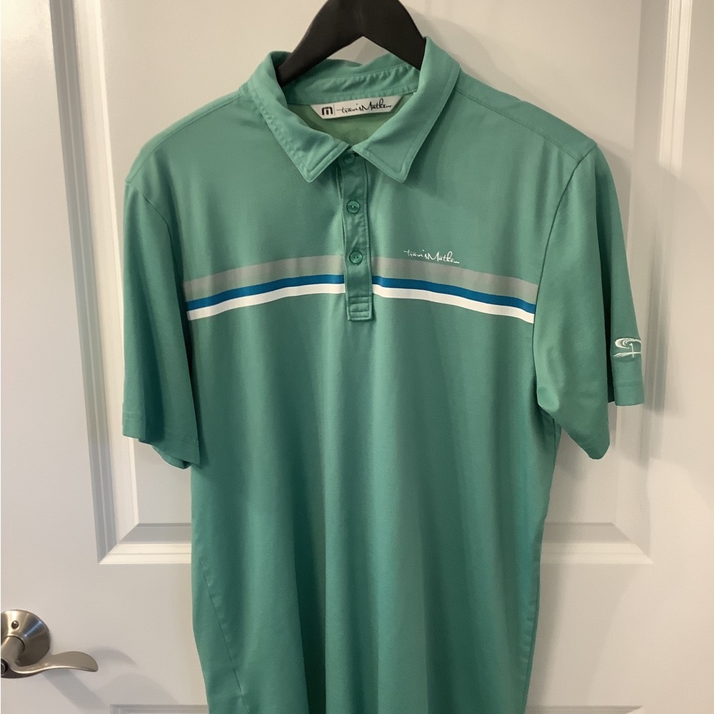 Travis Mathew Shirt Mens Medium Green Polo Golf Short Sleeve